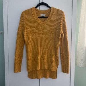 UEC Mustard Yellow V- Neck Cable Sweater